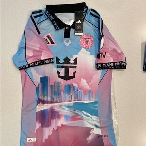 Adidas MESSI Men’s Miami Soccer Jersey - Pink and Blue